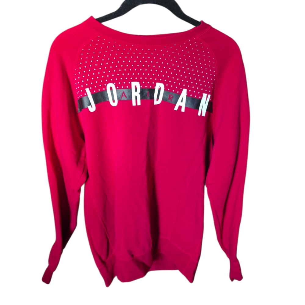 Nike Air Jordan Mens Size Medium Faded Spell Out Crewneck Sweatshirt Red